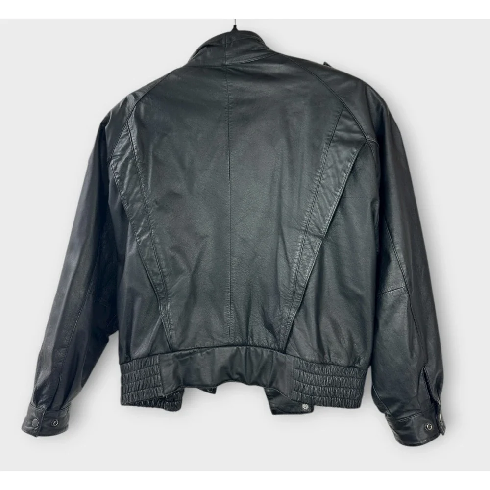Vintage Wilsons Leather Bomber Motorcycle Jacket Asymmetric Zip Moto Black XL - Picture 5 of 16